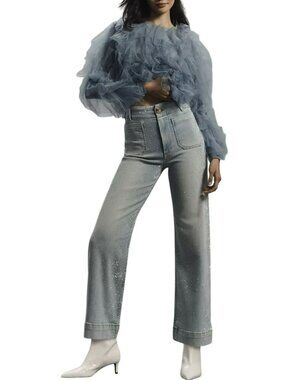 Anthropologie Colette Rhinestone Crop Jeans by Maeve Sz 30 New